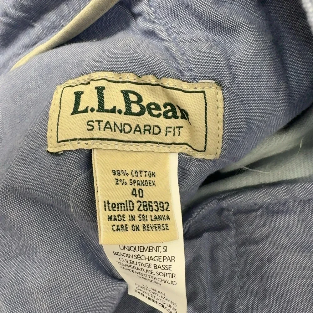 LL Bean Shorts Mens 40 Blue Cotton Spandex Standard Fit Chino Casual Outdoor